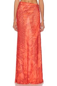 Реверсивная макси-юбка Jade Cropper, Red Snake Print