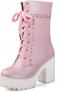 Косплей ботинки на высоком каблуке Elyffany Lolita с кружевом, милые женские туфли, модные броги, Pink
