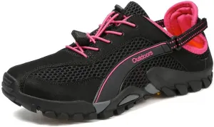 Мужские водонепроницаемые кроссовки для походов, для прогулок по тропам и речного туризма, быстро сохнущие амфибийные обувь для рыбалки, пляжа, плавания и повседневной носки Qacksv, розовый