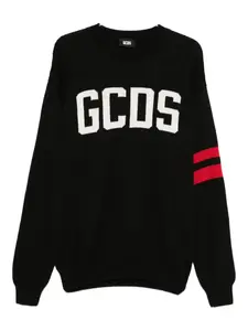 Полосатый свитер с логотипом GCDS, черный