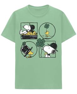 Мужская футболка с круглым вырезом Snoopy Peanuts Lucky St Patrick's Strip Hybrid Apparel, Mint