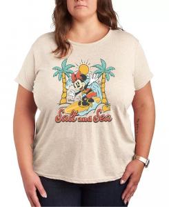 Модный топ размера плюс Минни Маус с рисунком соли и моря Hybrid Apparel, белый