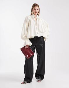 Прямые минималистичные брюки из искусственной кожи ASOS DESIGN черного цвета