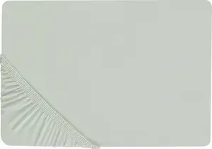 Простыня на резинке BELIANI, светло-зеленый хлопок, 160 x 200 см, с высоким карманом на резинке, высота кармана 30 см, современный, для матраса, аксессуар для мебели для спальни Beliani