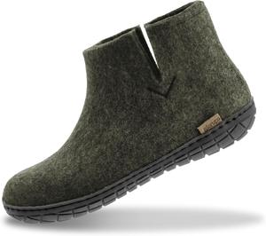 Ботинки Glerups 100% quality wool mix Boot Slipper with rubber sole - Unisex, Forest (Black Rubber)
