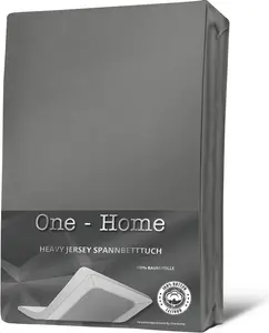 Простыня на резинке, серая, 180x200 - 200x200 см, плотный трикотажный хлопок One-Home