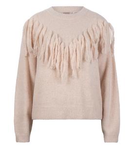 Женский свитер с бахромой светло-песочного цвета ESQUALO, цвет light sand