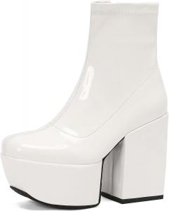 Женские готические ботинки Roimaash с эластичной вставкой и платформой, высокие до щиколотки, 126 Patent-White