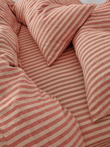 Приталенная простыня Pembroke Stripe из льняной смеси Piglet in Bed, Sandstone Red
