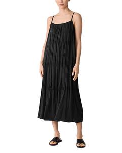 Платье-ками с плиссировкой из шелка Eileen Fisher, черный
