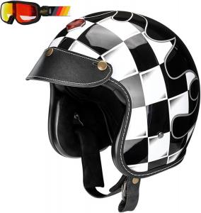 Полушлем для электромотоцикла, одобренный DOT/ECE, открытый шлем 3/4 для мотоцикла, винтажный шлем для скутера, реактивный шлем с быстросъемной застежкой для круизера, туристического мопеда, квадроцикла (цвет: B, размер: M = 57-58 см) KEFFOR