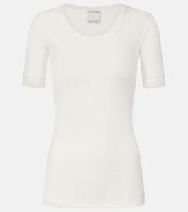 Хлопковый топ с ребристым узором Calvin Klein Collection, Off White