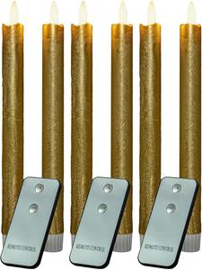 Novaliv Светодиодные конусные свечи с таймером, золотистые, 8 штук, для использования в помещении - 6 часов горения - натуральный воск, 2 штуки в золотистом цвете