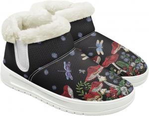 Женские зимние ботинки без шнурков, нескользящие, пушистые, для женщин и мужчин, с мягкой резиновой подошвой, милый подарок Cugasmaru, Mushroom