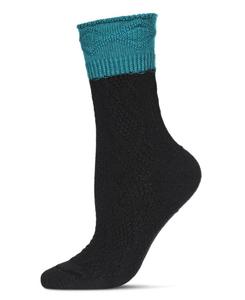 Женские носки Diamond Bits Soft-Fit Two-Tone Crew Sock MeMoi, Black