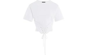 Футболка из хлопка с корсетными деталями Mugler, белый