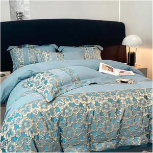 YUSIWOAL Комплект постельного белья Luxury Egyptian Cotton с золотой королевской вышивкой One Color