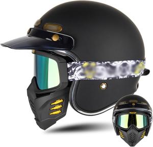Легкий ретро-мотоциклетный шлем-«реактивный самолет» - винтажный шлем с открытым лицом 3/4, одобренный dot/ece, мотоциклетный полушлем для мужчин и женщин, скутерам, мопедам, туристическим мотоциклам и квадроциклам, размер s = 55-56 см, v ZoikoM