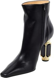 Женские ботильоны XYD с закрытым квадратным носком, стразами и кристаллами, на устойчивом каблуке, с боковой молнией, модная обувь для вечеринок и официальных мероприятий, Black-Onyx Leather