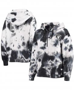 Женская бело-черная худи оверсайз с молнией до половины длины Las Vegas Raiders Dakota DKNY