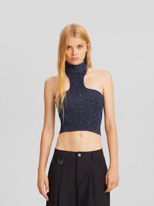 Вязаный топ Bershka, пятнистый синий