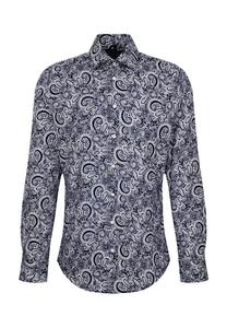 Рубашка делового покроя с длинным рукавом и воротником-стойкой Seidensticker, синий