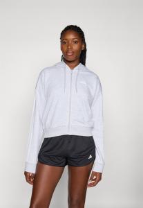 Толстовка Adidas Sportswear ESSENTIALS 3 STRIPES FULL ZIP HOODIE, Light Grey Heather/White/Mottled Light Grey
