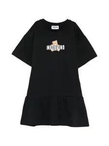 Платье с оборками и рисунком в виде медвежонка Moschino Kids, черный
