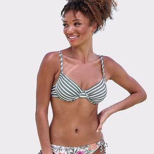 Женский топ бикини с косточками и принтом Lascana, Olive Stripe