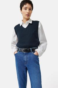 Хлопковая футболка с V-образным вырезом Jigsaw, синий