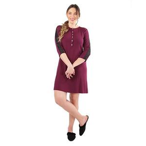 Женская ночная рубашка с атласной отделкой и длинными рукавами три четверти Memoi