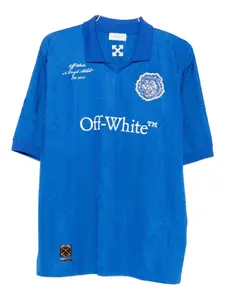 Футболка с поло-воротником и нашивкой в виде льва OFF-WHITE, синий