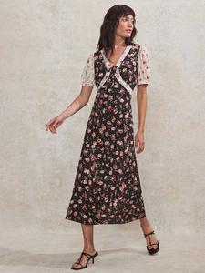 Смешанное цветочное платье ditsy Ro&Zo, черный/разноцветный