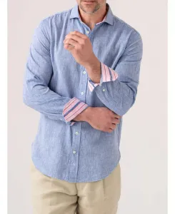 Мужская льняная рубашка с длинным рукавом "Crocodile" Koy Clothing, синий