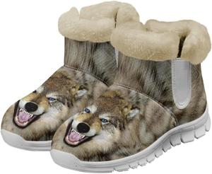 Женские зимние ботинки chaqlin Wolf Snow, высокие до щиколотки, модные, с мягким флисовым утеплителем, уютные с плоским каблуком, легкие, повседневные, для работы, прогулок и походов, Wolf Face Skin Pattern