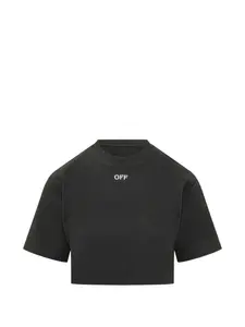 Рифленая футболка с логотипом Off-stamp Off-White, черный