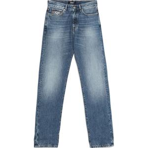 Джинсы с деталью Barocco VERSACE, индиго