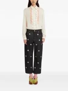 Джинсы с карманами и цветочной аппликацией Marni, синий