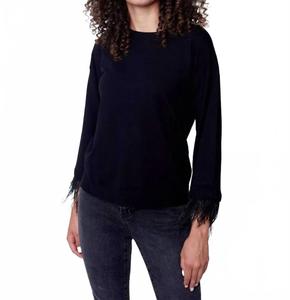 Черный свитер с отделкой из перьев Charlie B, черный