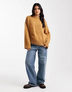 Джемпер ASOS DESIGN бисквитного цвета с разрезом по низу и складками