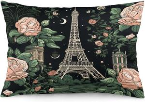 MaSiledy Прямоугольная наволочка Paris Roses с двусторонним принтом "Париж, город любви" и молнией Pattern-5