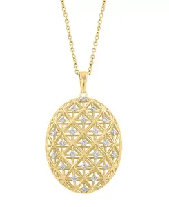 Ожерелье с 18-дюймовым кулоном Effy Diamond Grid (1/4 карата) из 14-каратного золота с ажурной овальной решеткой Effy Collection, gold