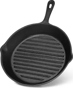 Сковорода-гриль , чугунная, 18x4 см, черная Fissman
