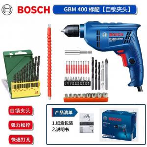 Дрель электрическая Bosch GBM 400 + комплект сверл, насадки