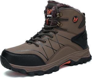 Мужские зимние ботинки выше щиколотки с плюшевой подкладкой, теплые, для снега, уличные, противоскользящие, износостойкие, для альпинизма и походов Generic, коричневый