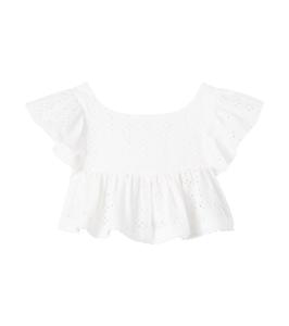 Топ из хлопкового кружева Cycas Poupette St Barth Kids, Natural White Plain