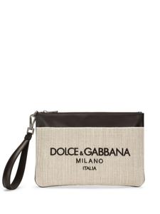 Dolce & Gabbana клатч с вышитым логотипом, нейтральный цвет