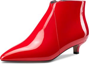 Женские ботильоны Aachcol с коротким голенищем, заостренным носком, низким каблуком-кисочкой с молнией, деловая обувь высотой 3,8 см, Vermelho