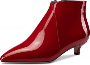 Женские ботильоны Aachcol с коротким голенищем, заостренным носком, низким каблуком-кисочкой с молнией, деловая обувь высотой 3,8 см, Vermelho Vinho