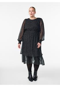Платье Zizzi MIDI MIT PUNKTMUSTER, Black Dot/Black